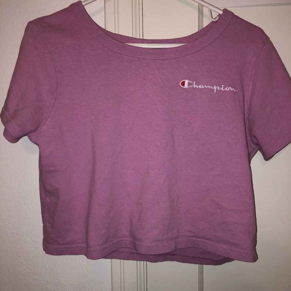 baby pink champion crop top